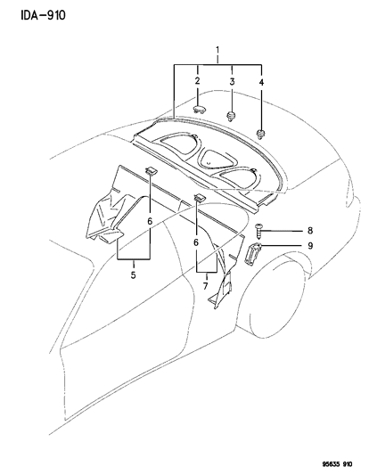 1995 Dodge Avenger Rear Shelf Trim Diagram 2