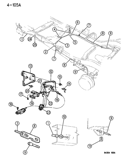 1995 Dodge Dakota Cable-Parking Brake Rear-10 In Diagram for 4294383