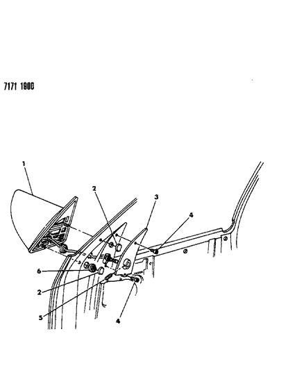 1987 Dodge Shadow Mirror - Exterior Diagram