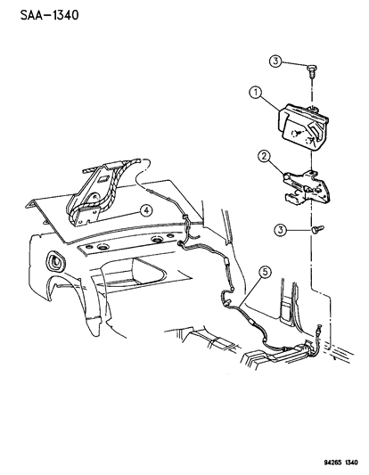 1994 Dodge Spirit Cable-D/LID R/CONT Latch Handle Diagram for 5257812