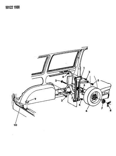 1990 Chrysler Town & Country Spare Tire Stowage Diagram 2