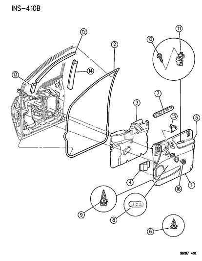 1996 Dodge Caravan Panel, Door Diagram for GH94SC3