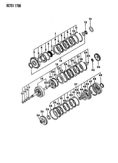 1994 Dodge Colt Clutch, Front, Rear And End Diagram 2