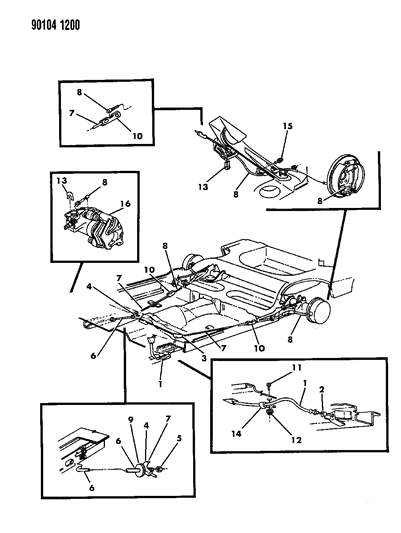 1990 Dodge Dynasty Cable, Parking Brake Diagram