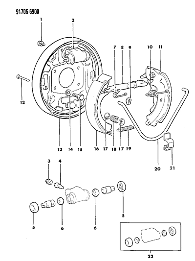 1991 Dodge Colt Brake, Rear Drum Diagram 3