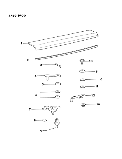 1984 Chrysler Conquest Spoiler, Liftgate Diagram