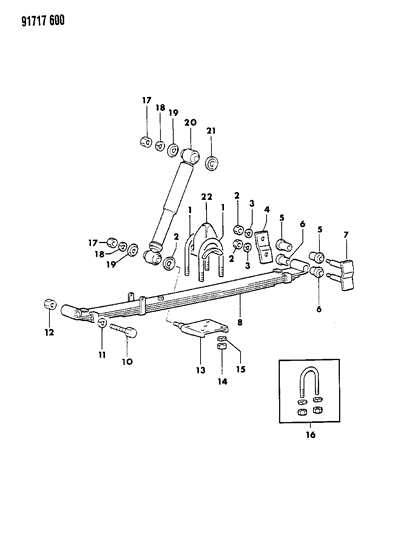 1991 Dodge Ram 50 Suspension - Rear Diagram