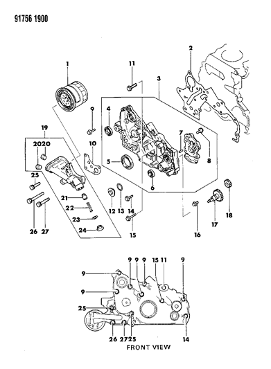 1991 Dodge Stealth Oil Pump & Filter Diagram 1