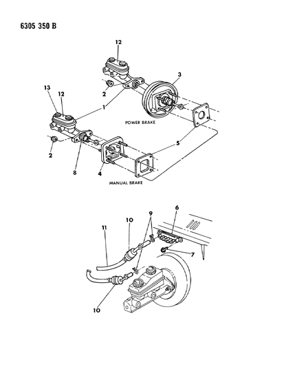 1987 Dodge Dakota Booster - Master Cylinder Diagram