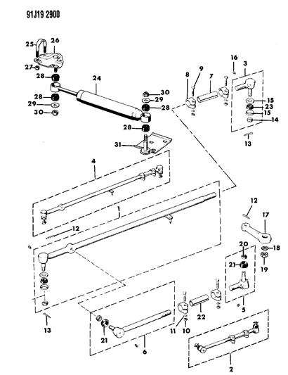 1991 Jeep Grand Wagoneer Linkage & Damper Diagram