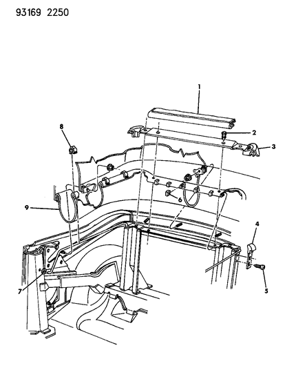 1993 Dodge Shadow Bootwell Assembly, Convertible Diagram