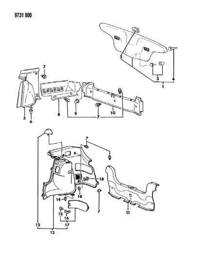 1989 Dodge Colt Trunk Trim Diagram