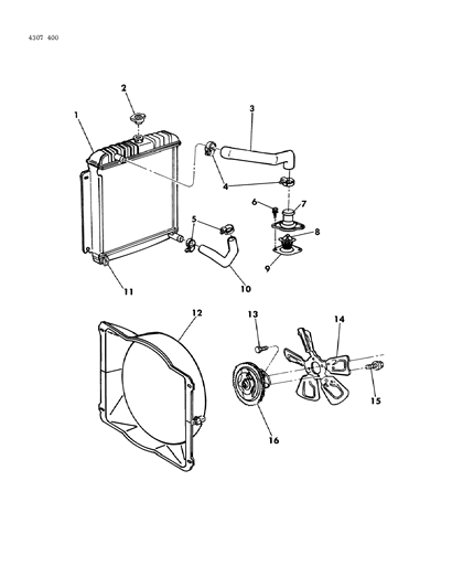 1984 Dodge D150 Radiator & Related Parts Diagram 2