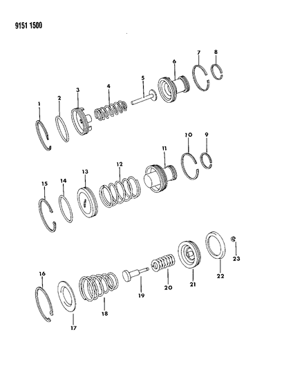 1989 Dodge Spirit Servos - Accumulator Piston & Spring Diagram