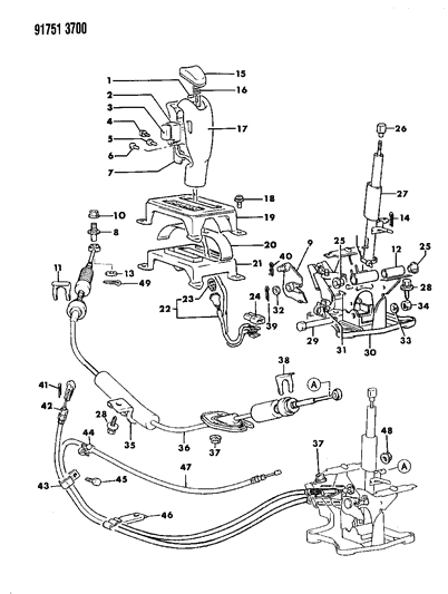 1991 Dodge Stealth Controls, Gearshift Diagram 2