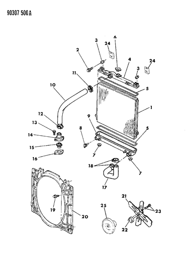 1991 Dodge Dakota SHROUD-Fan Diagram for 52007055