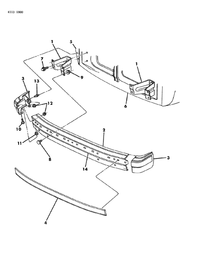 1984 Dodge Caravan Bumper, Front Diagram