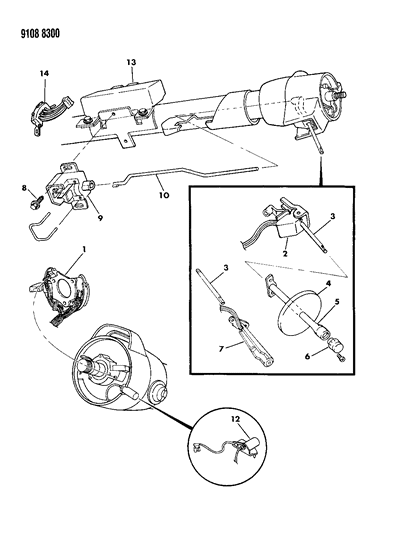 1989 Dodge Dynasty Switches - Turn Signal & Hazard Warning Diagram