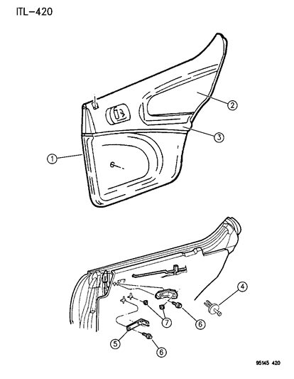 1995 Dodge Neon Door Panels - Rear Diagram