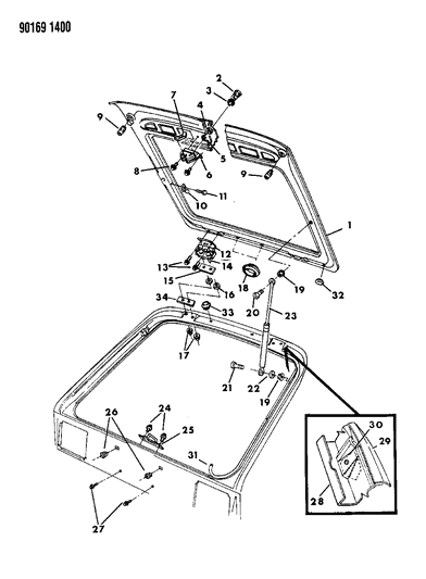 1990 Dodge Omni Liftgate Panel Diagram