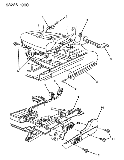 1993 Chrysler LeBaron Sedan Adjuster - Electric & Covers Diagram