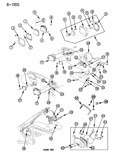 1994 Jeep Wrangler Lamps - Front Diagram