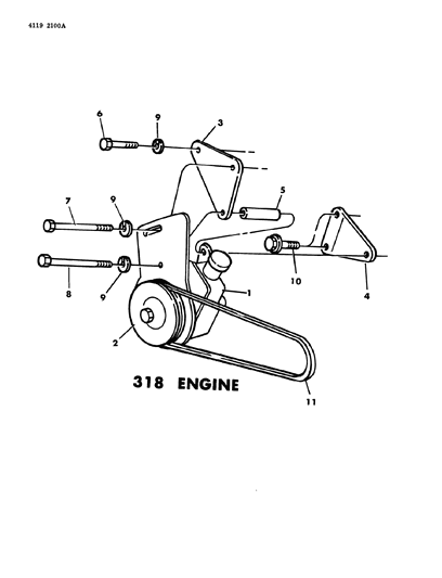 1984 Chrysler Fifth Avenue Power Steering Pump Engine Brackets Diagram