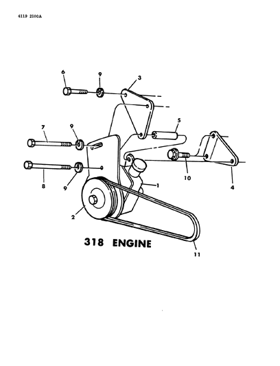 1984 Dodge Diplomat Power Steering Pump Engine Brackets Diagram