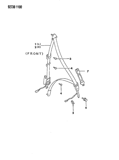 1993 Dodge Stealth Seat Belt Front Left Gray Diagram for MB770106