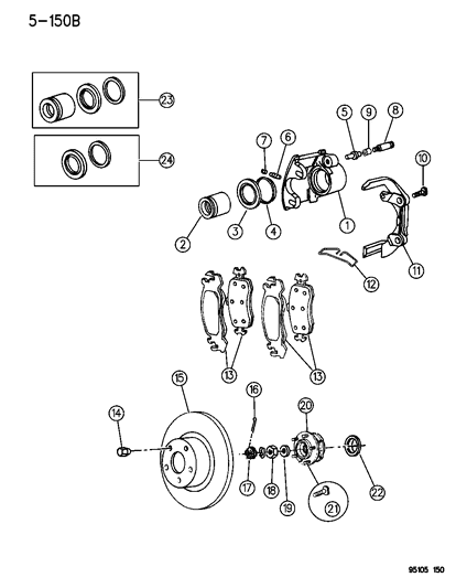 1995 Chrysler Town & Country Brakes, Front Diagram 1