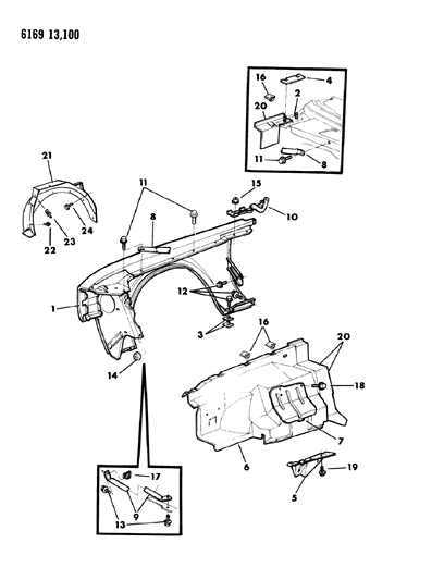 1986 Chrysler Fifth Avenue Fender & Shield Diagram