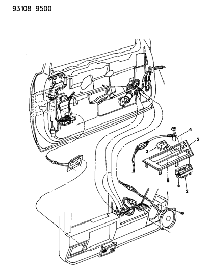 1993 Chrysler LeBaron Wiring & Switches - Front Door Diagram
