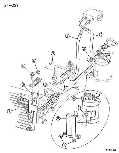 1996 Jeep Cherokee Receiver Drier, Condenser And Lines Diagram 4