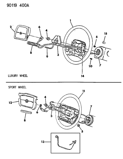 1990 Chrysler LeBaron Wheel-Sport A/B W/LEATHER Steering Diagram for WM17JRX
