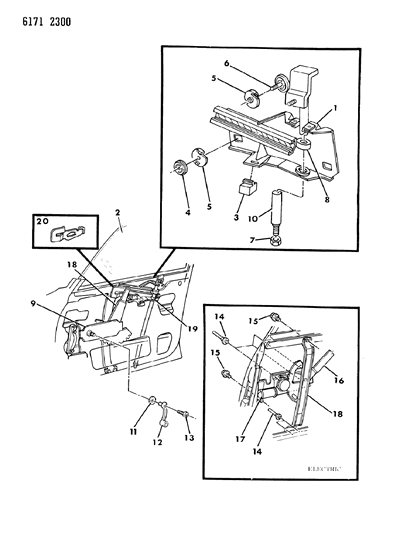 1986 Dodge 600 Convertible & Coupe Door, Front Glass & Regulator Diagram 2