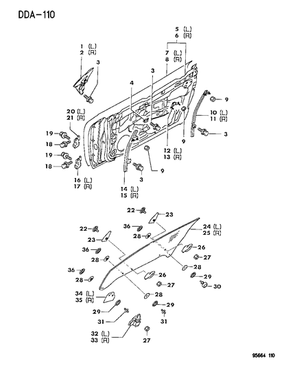 1995 Dodge Avenger Channel Door Glass Diagram for MB926407