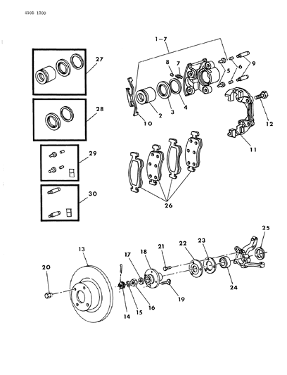 1984 Dodge 600 Brakes, Front Diagram 1