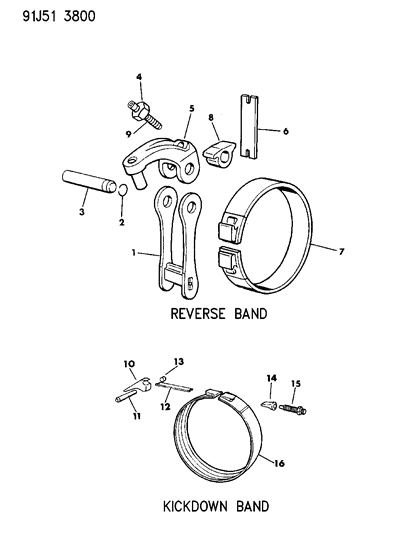 1993 Jeep Grand Cherokee Bands, Reverse & Kickdown With Linkage Diagram 2