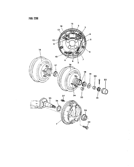 1987 Dodge Caravan Brakes, Rear Diagram