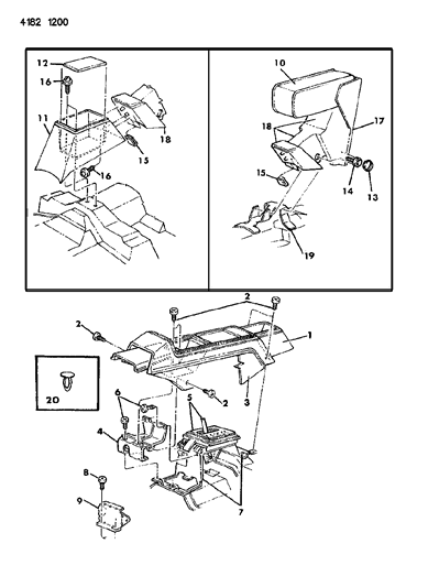 1984 Chrysler Executive Sedan Console & Armrest Diagram 1