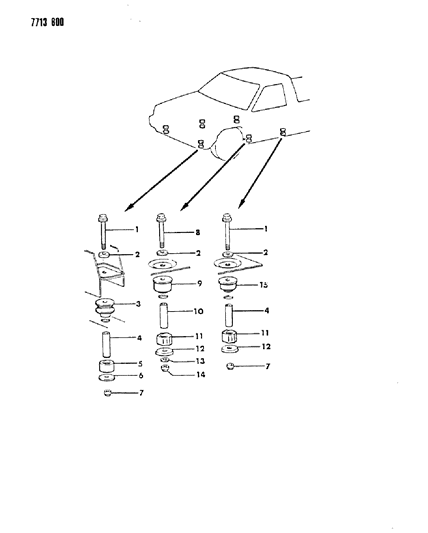 1987 Dodge Ram 50 Body Hold Down Diagram