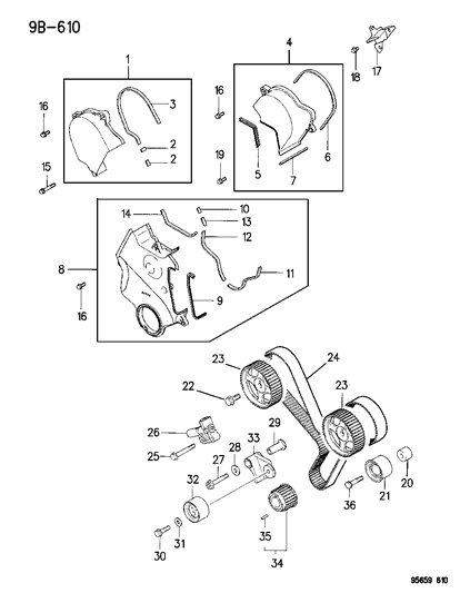 1996 Dodge Avenger Timing Belt , Cover And Balance Shafts Diagram 2