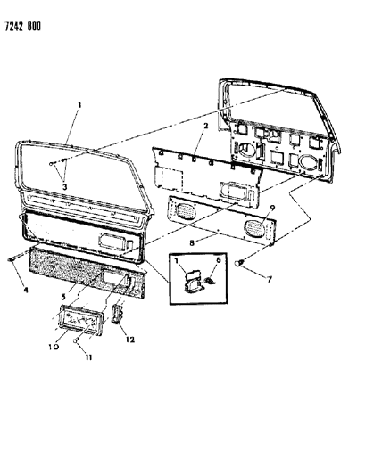 1987 Dodge Caravan Lift Gate Trim Diagram