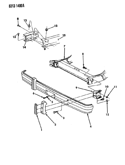 1988 Dodge D150 Bumper, Front Diagram