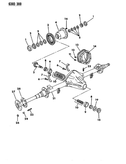 1986 Dodge Ram Van Axle, Rear Diagram 1