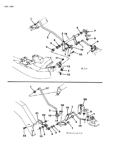 1985 Dodge Ram Van Controls, Gearshift, Lower Diagram