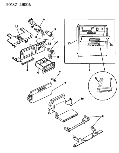 1990 Dodge Grand Caravan Instrument Panel Console Diagram