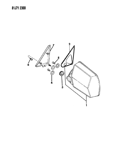 1986 Jeep Wagoneer Mirror - Exterior Diagram 3