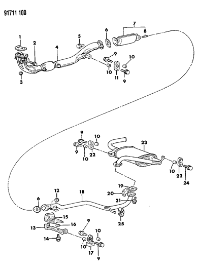 1991 Dodge Colt Exhaust System Diagram
