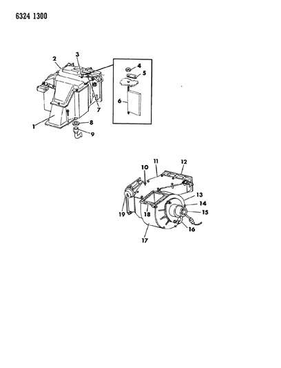 1987 Dodge Ram Van Air Conditioner & Heater Unit Diagram